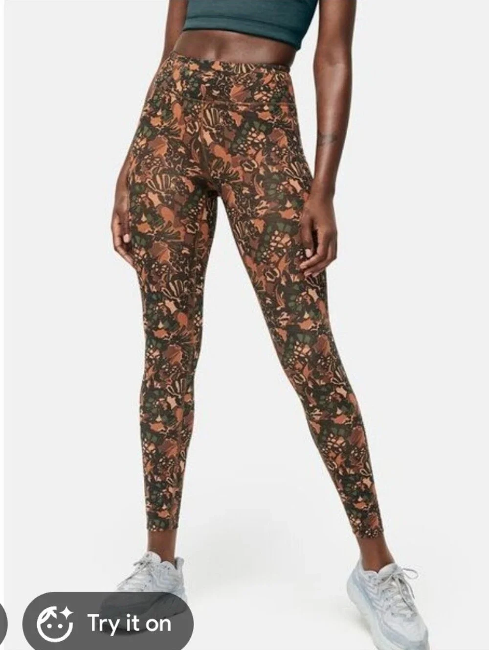 Outdoor Voices Floral Print Leggings in Rust and Black S